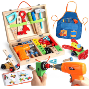 Cikshr Caisse a Outil Enfant, Jouets en Bois pour Garçons Filles de 3 4 5 6 Ans